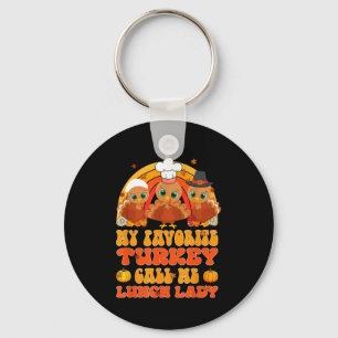 Cute Turkey Gift Funny Kitchen Staff Retro Fall De Keychain