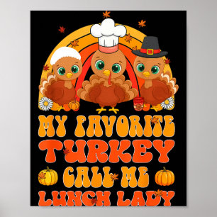 Cute Turkey Gift Funny Kitchen Staff Retro Fall De Poster