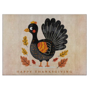 Cute Turkey Happy Thanksgiving Cutting Board
