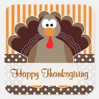 Cute Turkey Happy Thanksgiving Flat Card Sticker