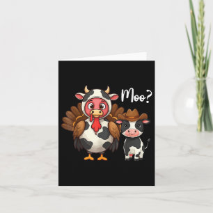 Cute Turkey Moo Cow Funny Turkey Trot Outfit Thank Card