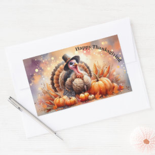 Cute Turkey Pilgrim Hat Pumpkins Corn Thanksgiving Sticker