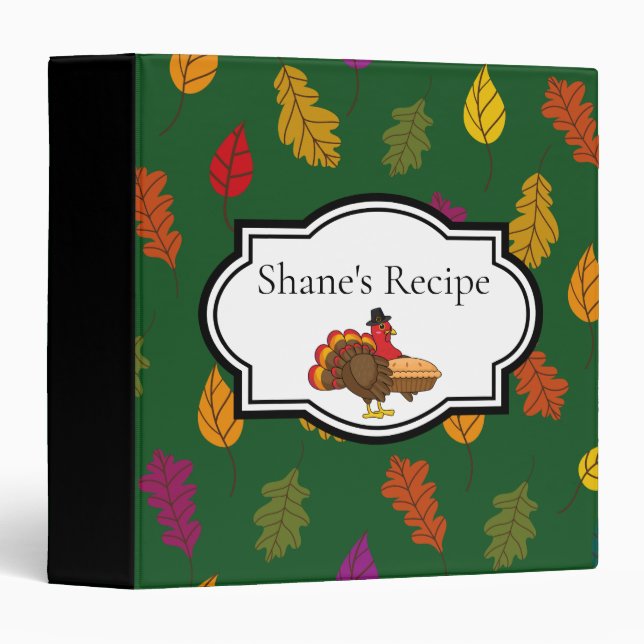 Cute Turkey Pumpkin Pie Thanksgiving | Personalize Binder (Front/Spine)