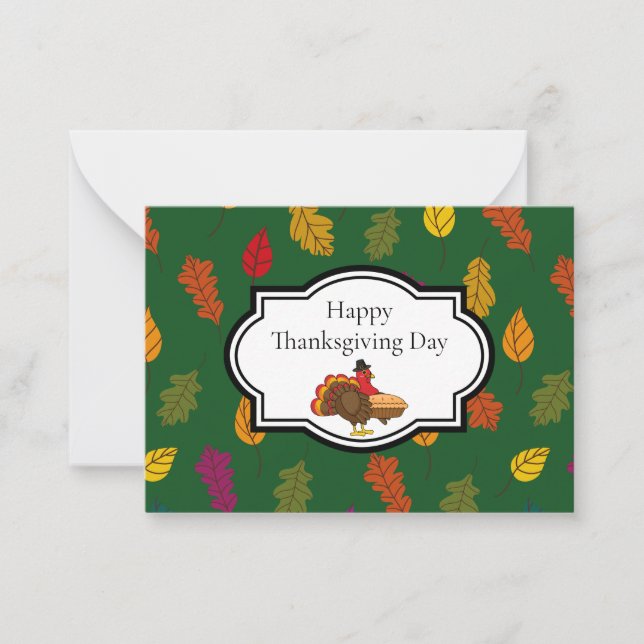 Cute Turkey Pumpkin Pie Thanksgiving | Personalize Card (Front)