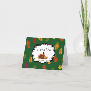 Cute Turkey Pumpkin Pie Thanksgiving Personalize Thank You Card