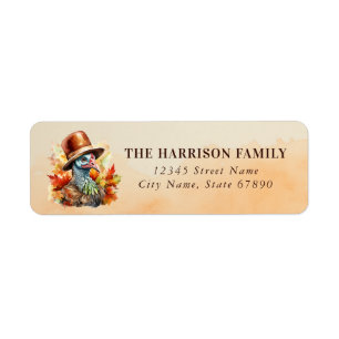 Cute Turkey Pumpkins Return Address Labels
