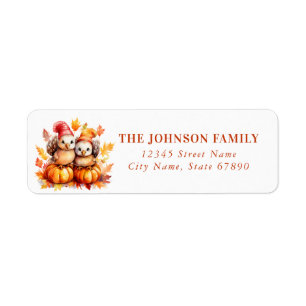 Cute Turkey Pumpkins Return Address Labels
