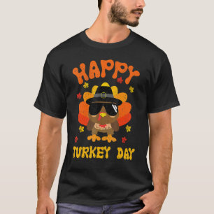 Cute Turkey Retro Happy Thanksgiving Gobble Squad  T-Shirt
