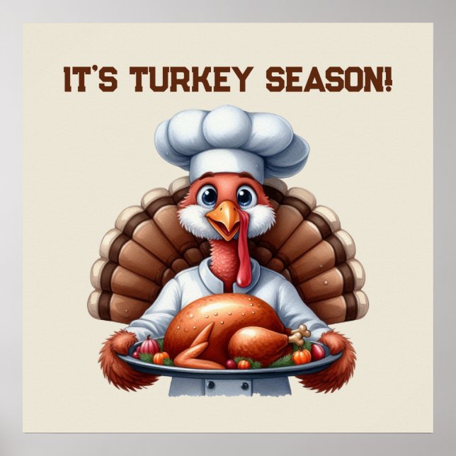 Cute turkey Season Thanksgiving customizable Poster (Front)