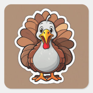 Cute turkey  square sticker