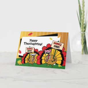 Cute Turkey Thanksgiving Card