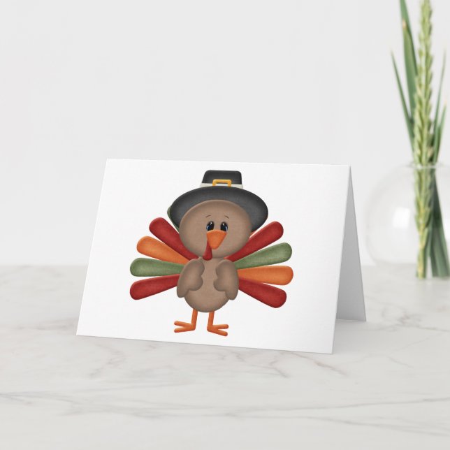 Cute Turkey Thanksgiving (customizable) Holiday Card (Front)
