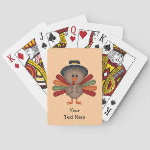 Cute Turkey Thanksgiving (customizable) Playing Cards