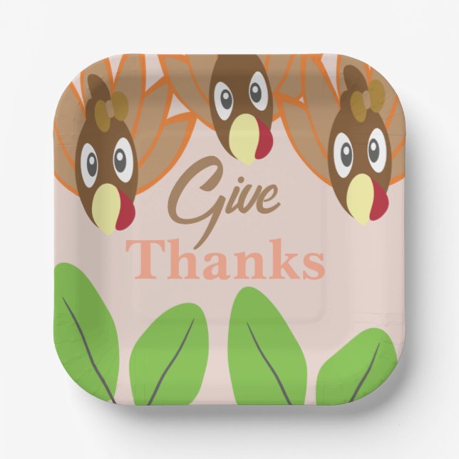 Cute Turkey Thanksgiving Dinner Party Paper Plate (Front)
