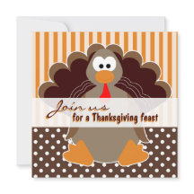 Cute Turkey Thanksgiving Feast Dinner Invitations