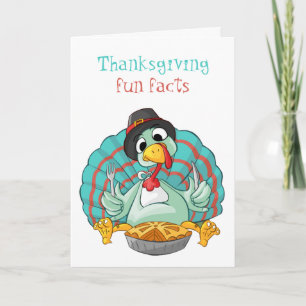 Cute Turkey & Thanksgiving Fun Facts Card