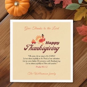 Cute Turkey Thanksgiving   Give Thanks to the Lord Napkin
