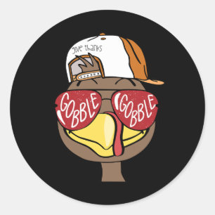 Cute Turkey Thanksgiving Gobble Gobble Funny Fall  Classic Round Sticker