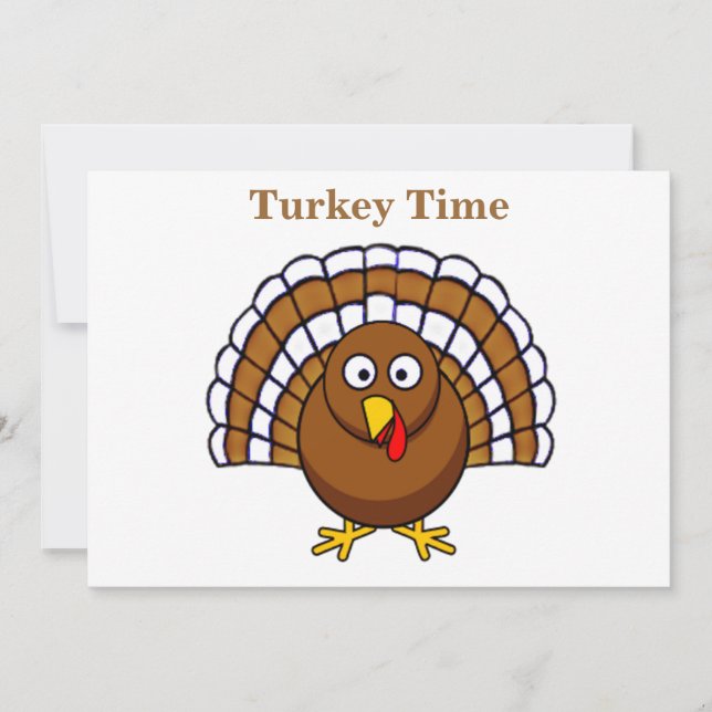 Cute Turkey Thanksgiving Invitations (Front)