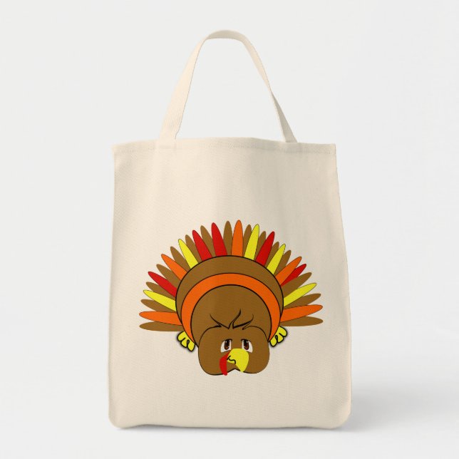 Cute TURKEY Thanksgiving Organic Shopping Bag (Front)