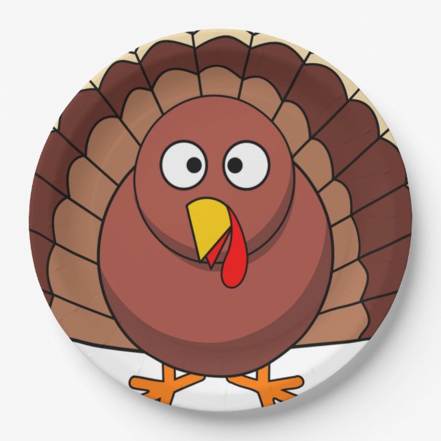 Cute Turkey Thanksgiving Paper Plate (Front)