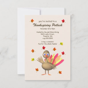 Cute Turkey Thanksgiving Potluck Invitation