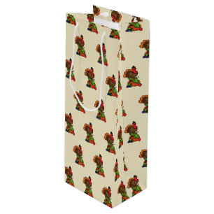 Cute Turkey with Harvest Thanksgiving Wine Gift Bag