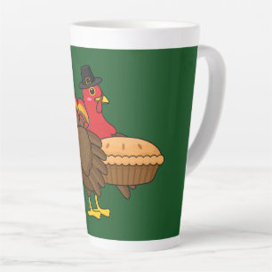 Cute Turkey with Pumpkin Pie Thanksgiving Latte Mug