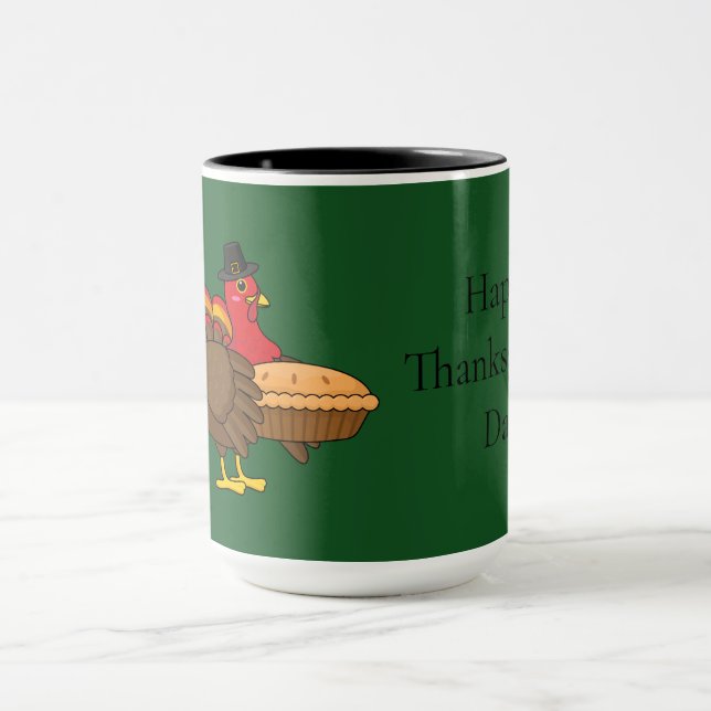 Cute Turkey with Pumpkin Pie Thanksgiving Mug (Center)