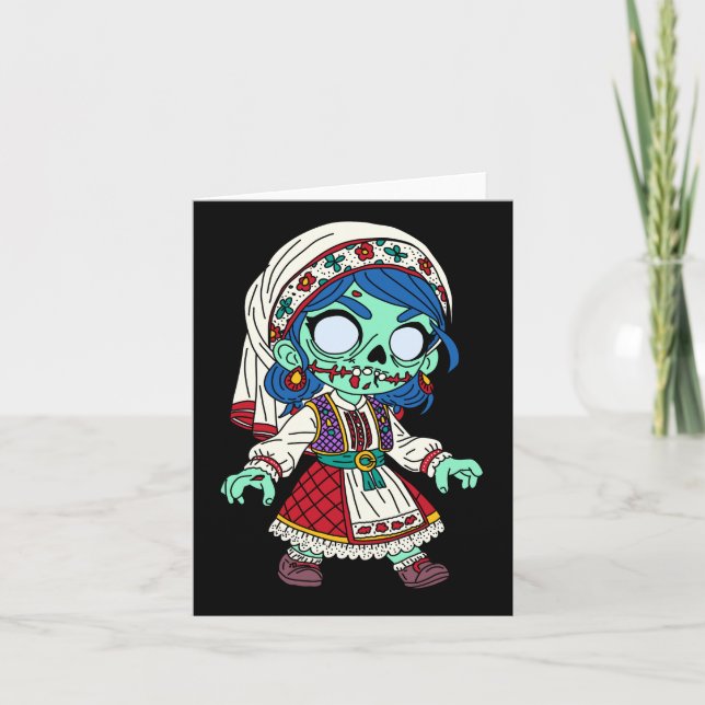 Cute Turkish Zombie Note Card (Front)