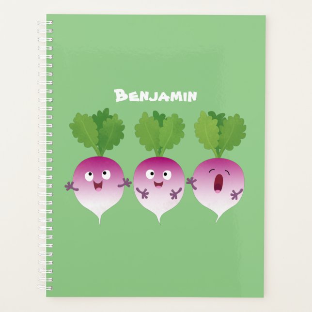 Cute turnip légumes trio chanter dessin animé (Devant)