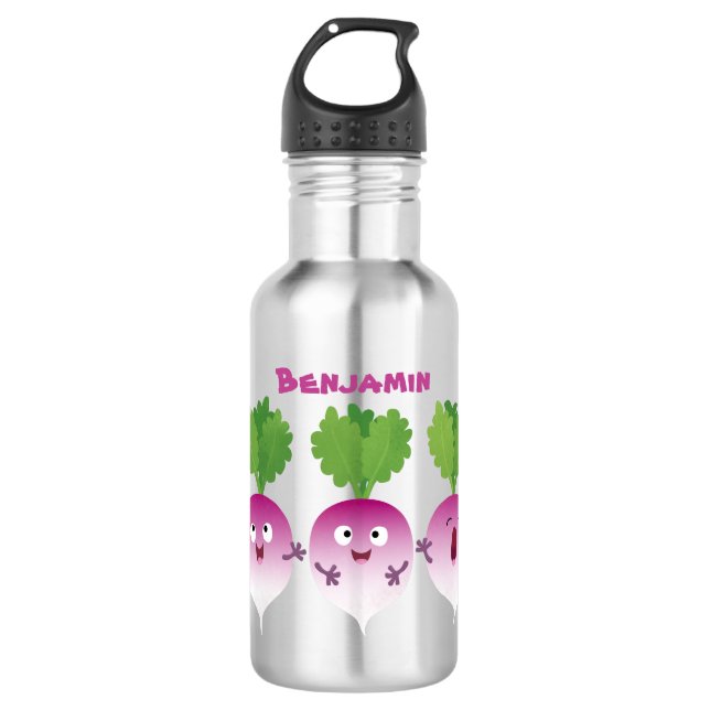 Cute turnip vegetable trio singing cartoon  532 ml water bottle (Front)