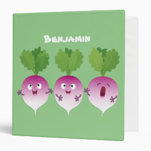 Cute turnip vegetable trio singing cartoon binder