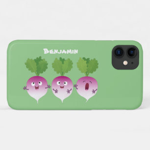 Cute turnip vegetable trio singing cartoon iPhone 11 case