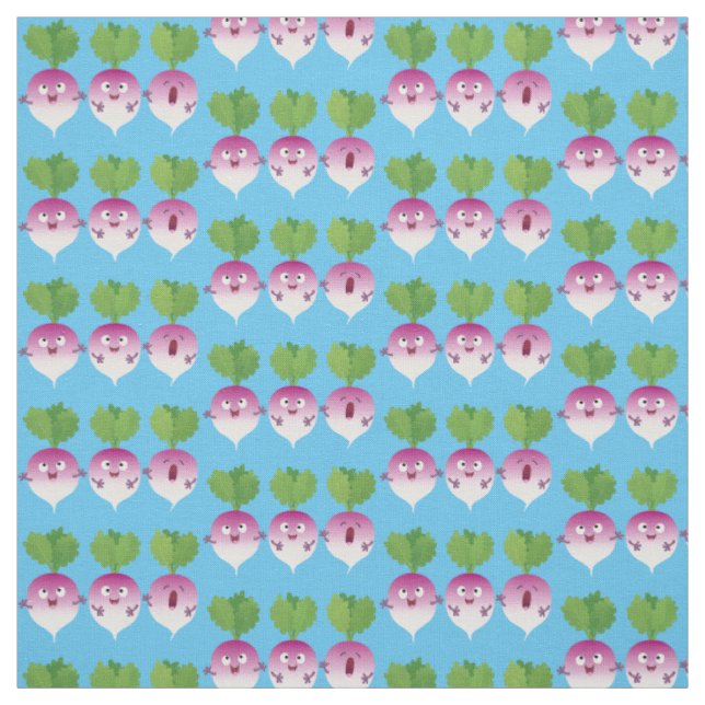 Cute turnip vegetable trio singing cartoon fabric (Swatch)