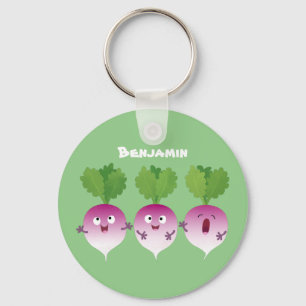 Cute turnip vegetable trio singing cartoon keychain