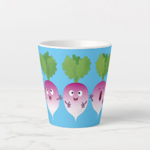 Cute turnip vegetable trio singing cartoon latte mug