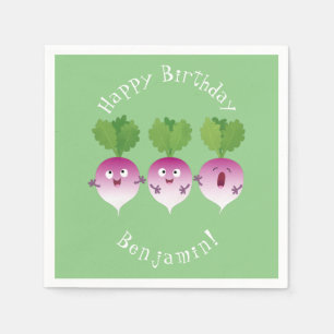 Cute turnip vegetable trio singing cartoon napkin