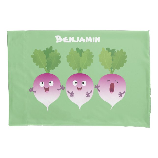 Cute turnip vegetable trio singing cartoon pillowcase (Front)