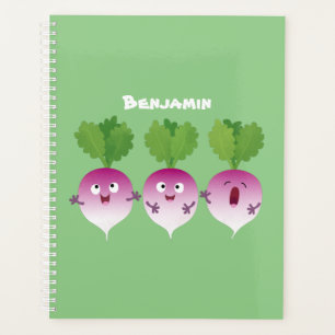 Cute turnip vegetable trio singing cartoon planner
