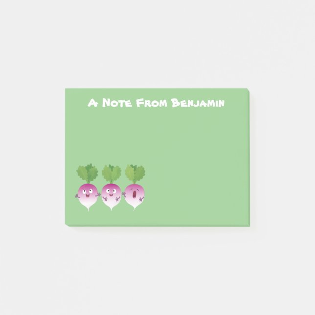 Cute turnip vegetable trio singing cartoon  post-it notes (Front)