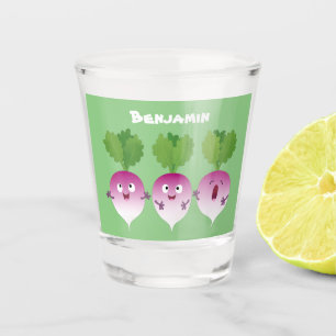 Cute turnip vegetable trio singing cartoon  shot glass