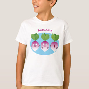 Cute turnip vegetable trio singing cartoon T-Shirt