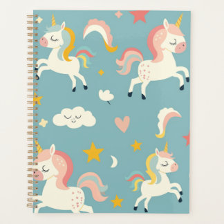 Cute Turqoise Unicorn for Kids Planner