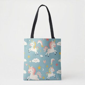 Cute Turqoise Unicorn for Kids Tote Bag