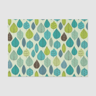 Cute Turquoise and Green Leaf Tissue Paper