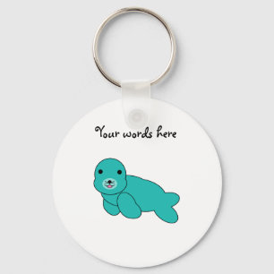 Cute turquoise baby seal keychain