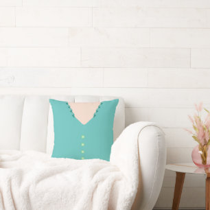 Cute Turquoise 🎀 Ball Gown Blouse Throw Pillow