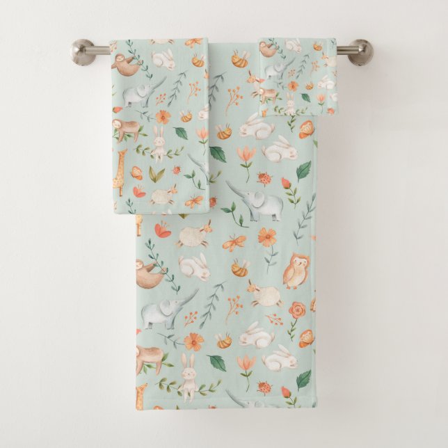 Cute Turquoise bébé animal Pastel Motif (En situation)