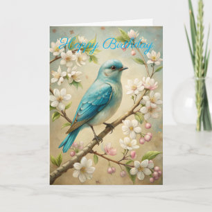 Cute Turquoise Bird Birthday Card